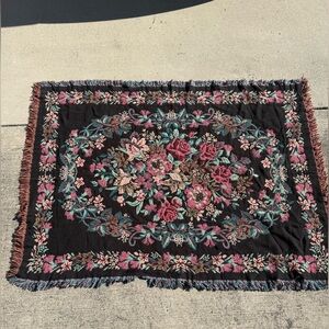 Vintage Goodwin Weavers 100% cotton floral tapestry throw blanket